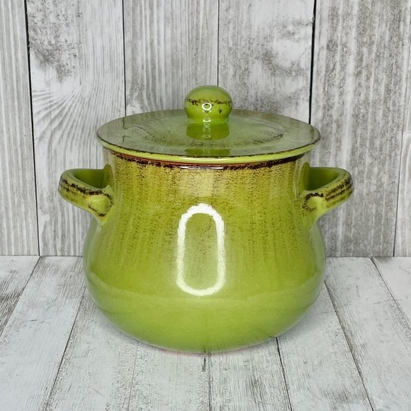 De Silva Kitchen De Silva Pottery Terracotta Green Handled Crock